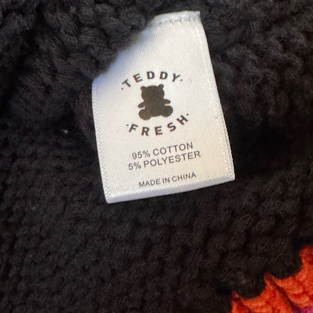 Teddy Fresh Black Cardigan with Colorful Trimming S/M - Picture 5 of 5
